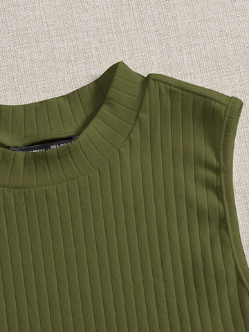 Solid Rib-knit Tank Top