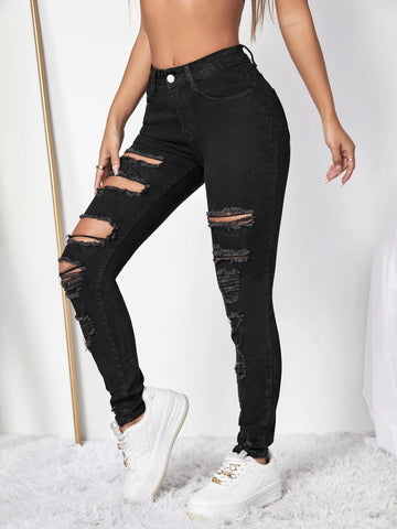 Ripped Cut Out Skinny Jeans