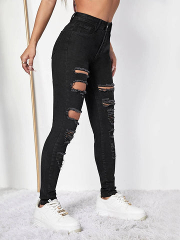 Ripped Cut Out Skinny Jeans