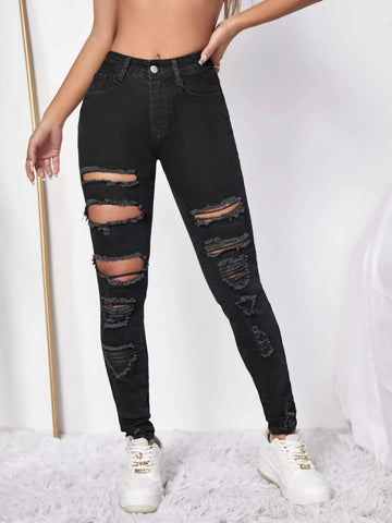 Ripped Cut Out Skinny Jeans