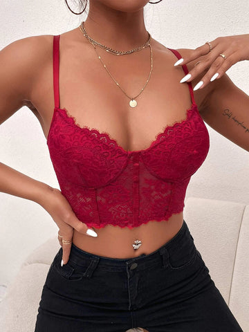 Lace Bustier Crop Cami Top