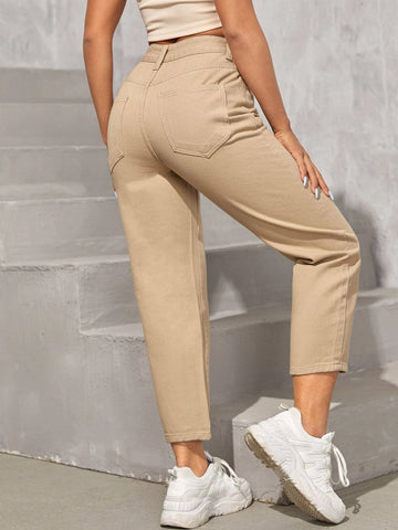 PETITE High Waist Slant Pocket Mom Jeans