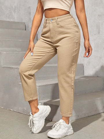 PETITE High Waist Slant Pocket Mom Jeans