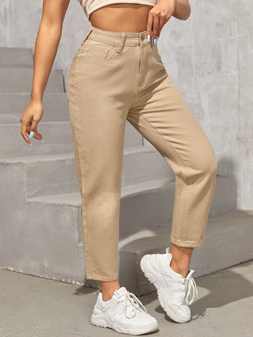 PETITE High Waist Slant Pocket Mom Jeans