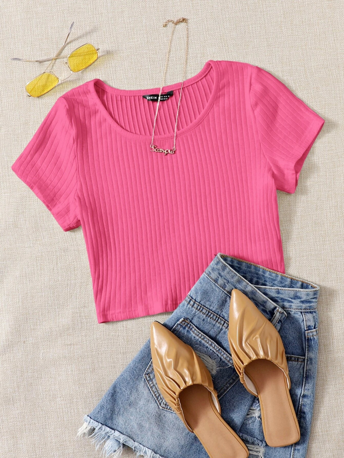 EZwear Solid Rib-knit Top