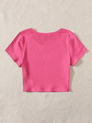 EZwear Solid Rib-knit Top