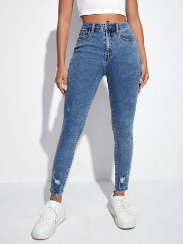 Ripped Skinny Cropped Jeans