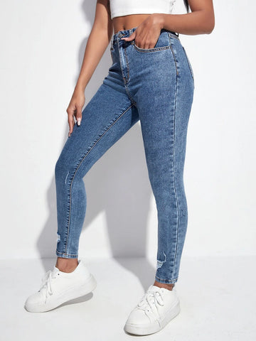 Ripped Skinny Cropped Jeans