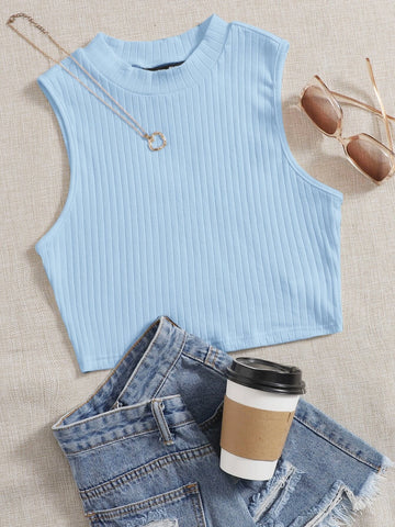 Solid Rib-knit Tank Top