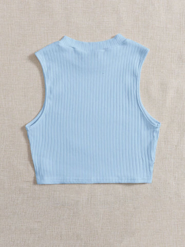 Solid Rib-knit Tank Top