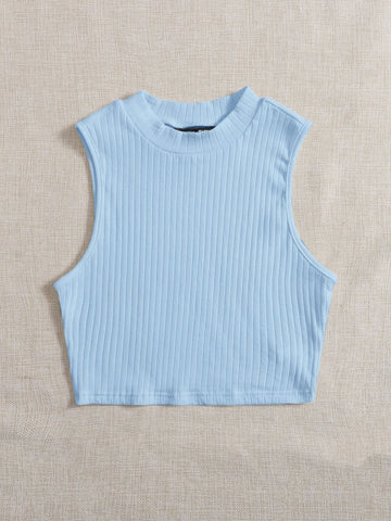 Solid Rib-knit Tank Top