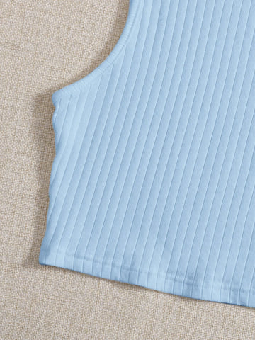 Solid Rib-knit Tank Top