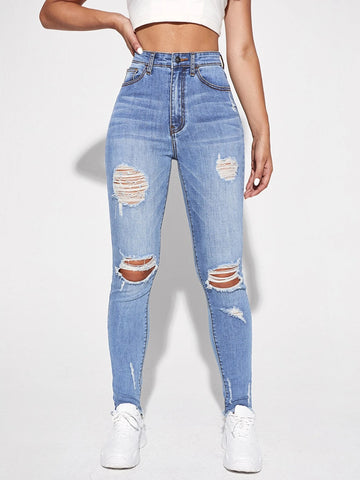 Ripped Detail Skinny Jeans