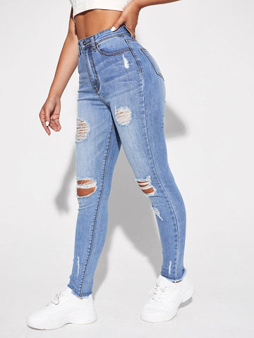 Ripped Detail Skinny Jeans