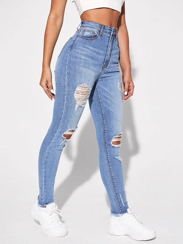 Ripped Detail Skinny Jeans