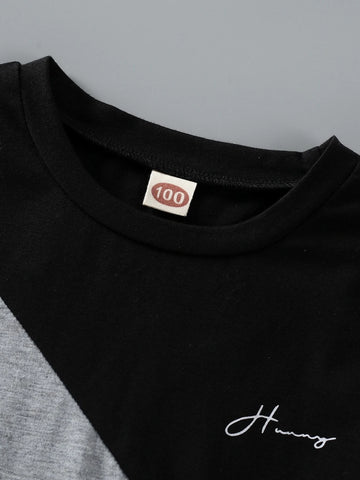 Toddler Boys Color Block Letter Graphic Tee & Shorts
