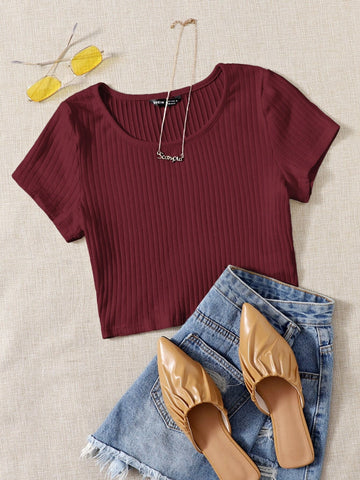 EZwear Solid Rib-knit Top