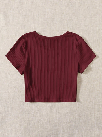 EZwear Solid Rib-knit Top
