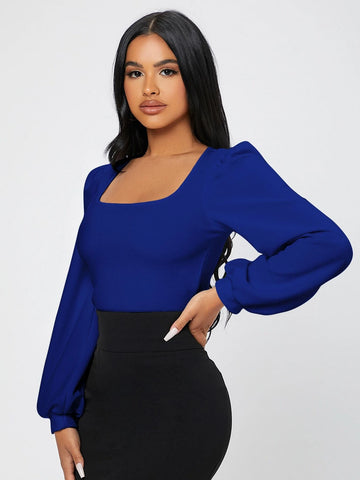 Square Neck Lantern Sleeve Tee