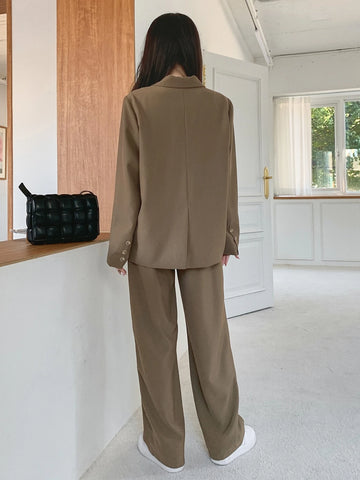 DAZY Letter Patched Detail Single Breasted Blazer & Pants