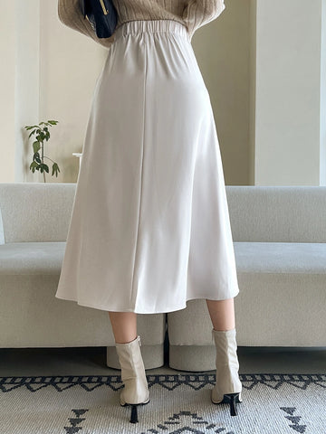 DAZY High Waist Plicated Detail Flared Skirt