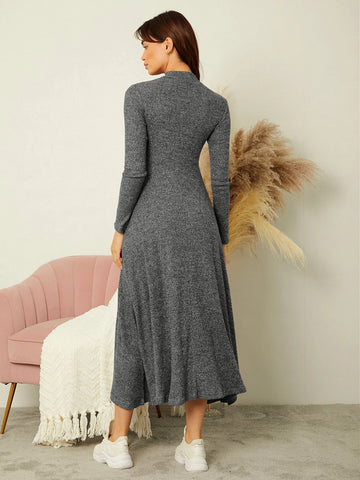 Marled Knit Mock Neck Dress Without Belt