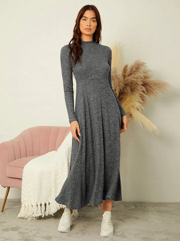 Marled Knit Mock Neck Dress Without Belt