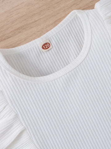 Girls Ruffle Trim Top & Belted Skirt