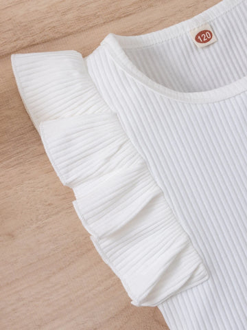 Girls Ruffle Trim Top & Belted Skirt