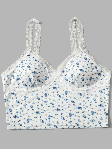ROMWE Sweetness Ditsy Floral Cami Top & Button Front Tee