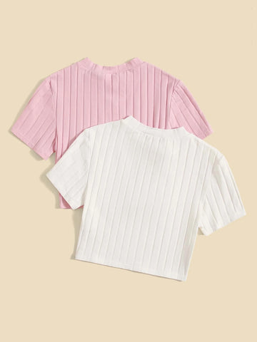 Teen Girls 2 Pack Heart Embroidery Cut Out Top