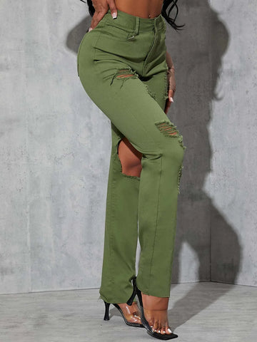 High Waisted Ripped Jeans