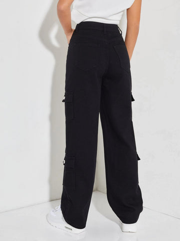 PETITE Zipper Fly Flap Pocket Boyfriend Jeans