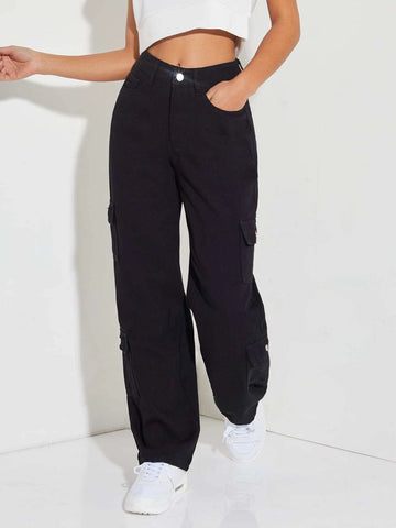 PETITE Zipper Fly Flap Pocket Boyfriend Jeans