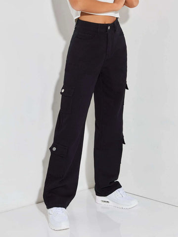 PETITE Zipper Fly Flap Pocket Boyfriend Jeans