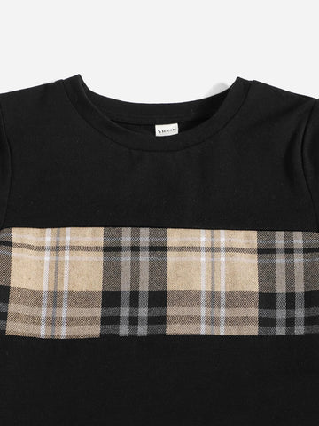 Toddler Boys Plaid Graphic Tee & Sweatpants Set