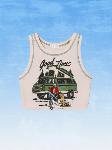 Frmlsstudio Letter Skull & Dog Graphic Ribbed Tank Top