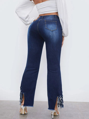 Ripped Raw hem Jeans