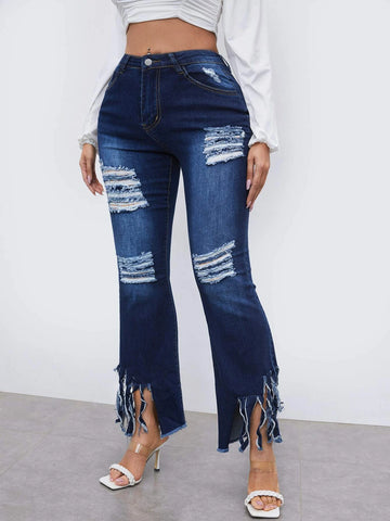 Ripped Raw hem Jeans