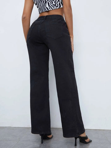 Lace Up Straight Leg Jeans