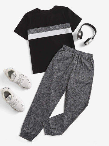 Boys Colorblock Tee & Sweatpants