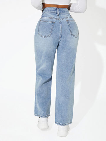 PETITE High Waist Ripped Jeans