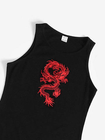Teen Girls Chinese Dragon Print Dress
