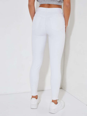 PETITE Ripped Raw Hem Skinny Jeans