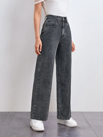 High Waist Straight Leg Jeans