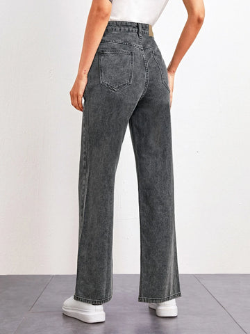 High Waist Straight Leg Jeans