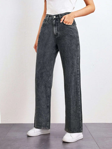 High Waist Straight Leg Jeans