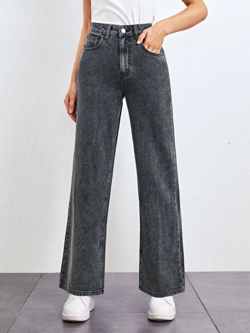 High Waist Straight Leg Jeans