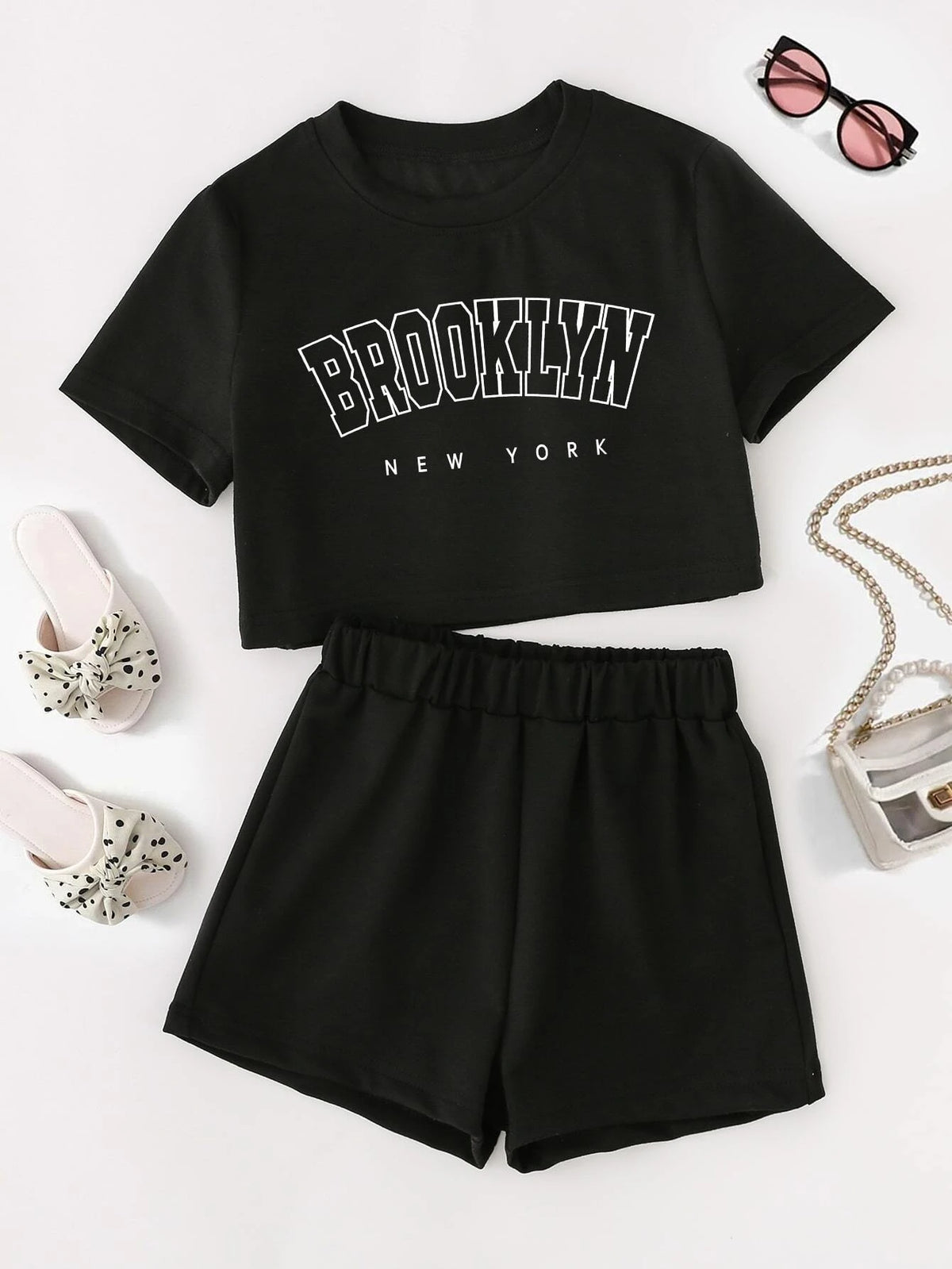 Girls Letter Graphic Tee & Shorts