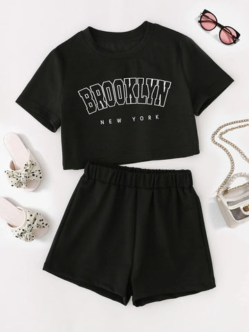 Girls Letter Graphic Tee & Shorts